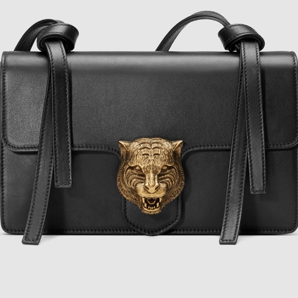 Gucci Handbags - Gucci Black Animalier Feline Shoulder Bag